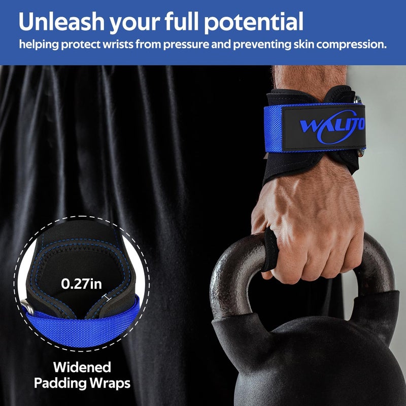 WALITO Weight Lifting Wrist Strap, Double Leather Weightlifting Wrist Straps for Gym Strength Training, Neoprene Padded Wrist Wraps - for Men & Women (Pair) - Image 3